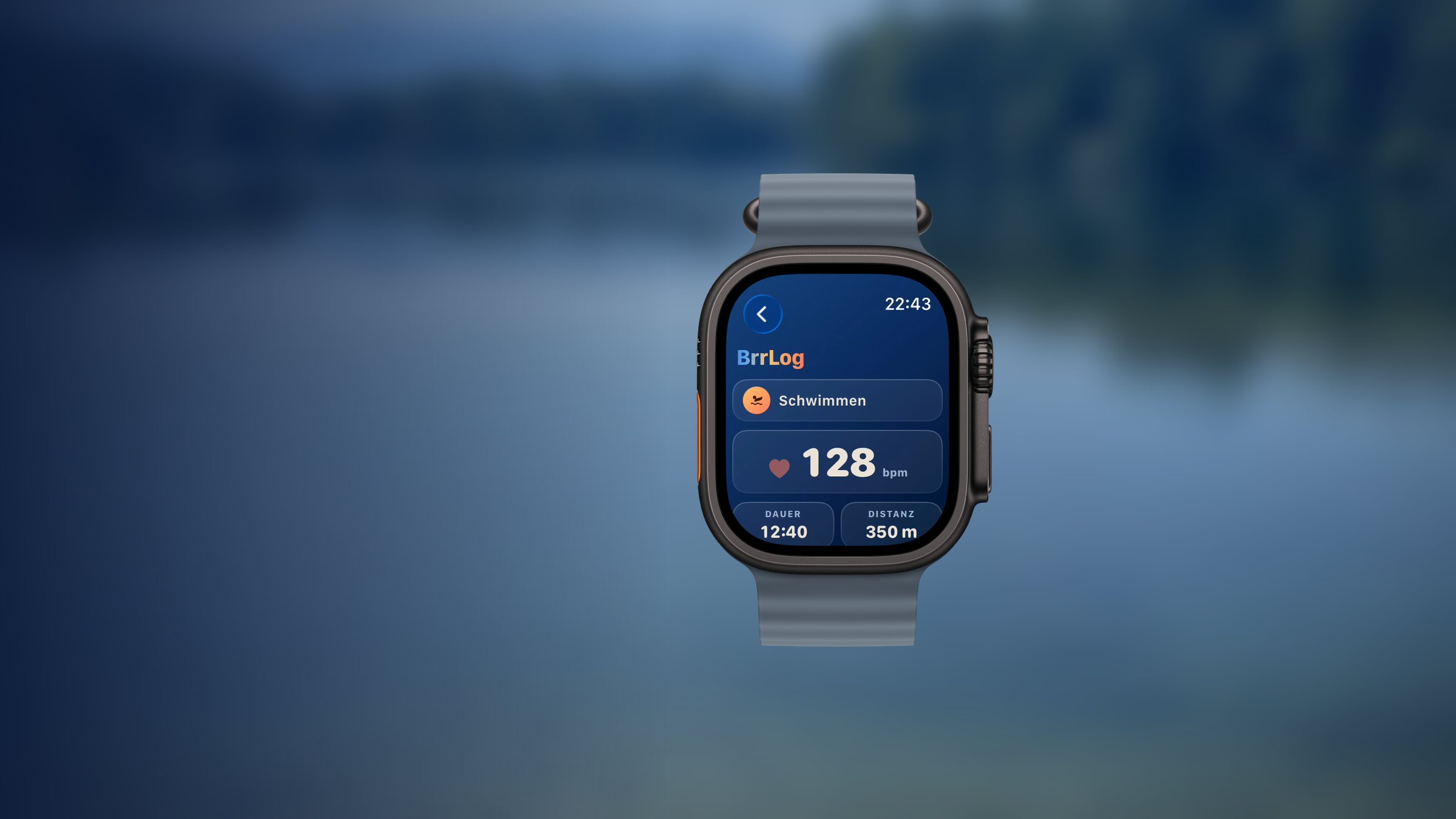 BrrLog auf der Apple Watch, im Hintergrund der Rhein