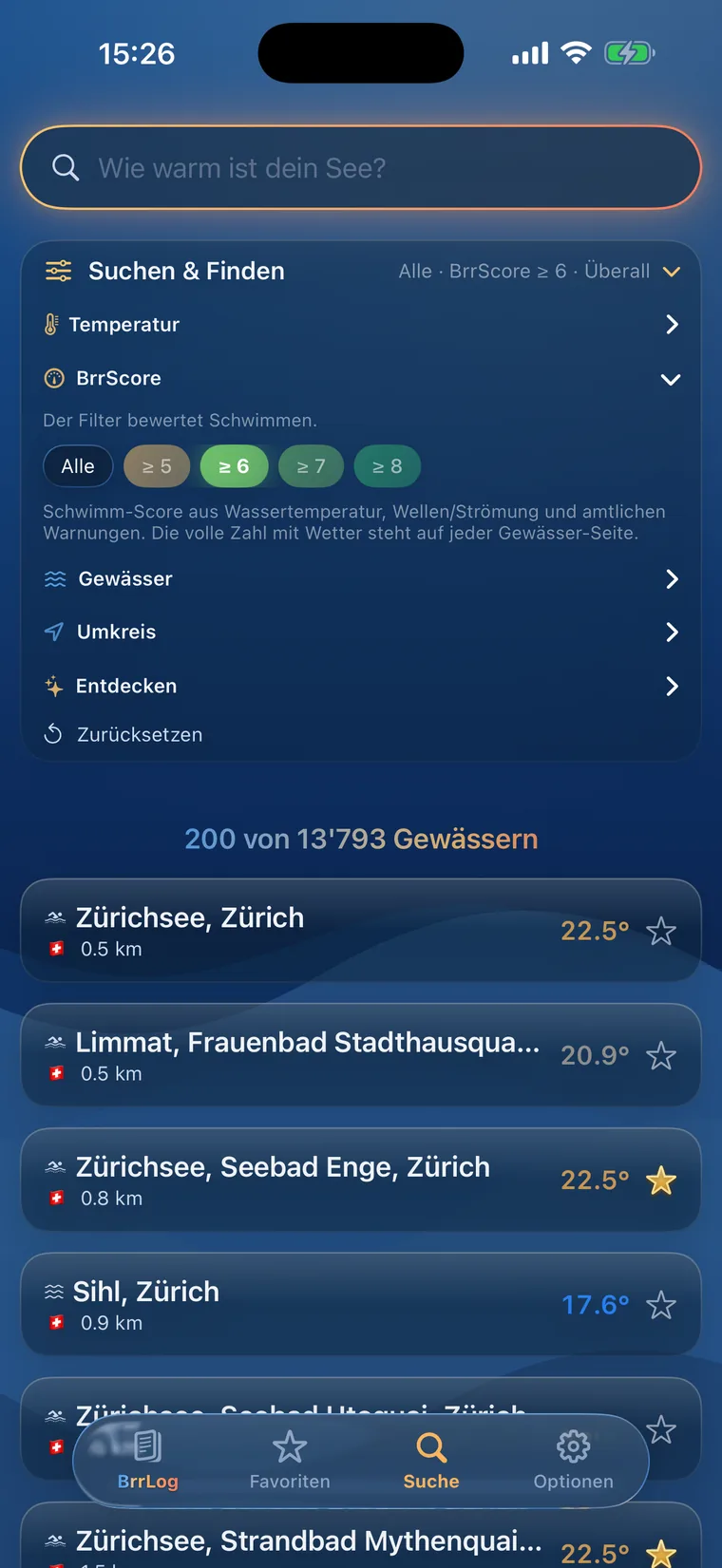 Suche mit BrrScore-Filter