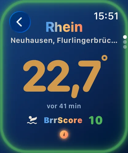 Watch-App mit Wassertemperatur und BrrScore