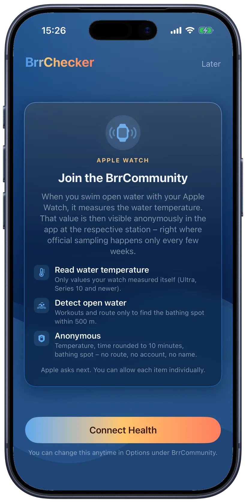 Contributing readings: explainer screen in the app