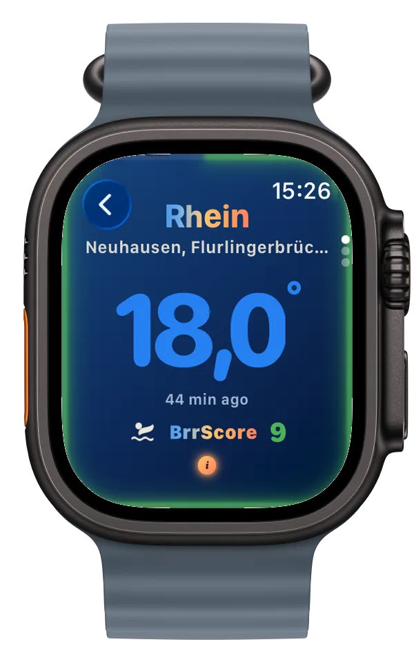 Watch app with water temperature and BrrScore