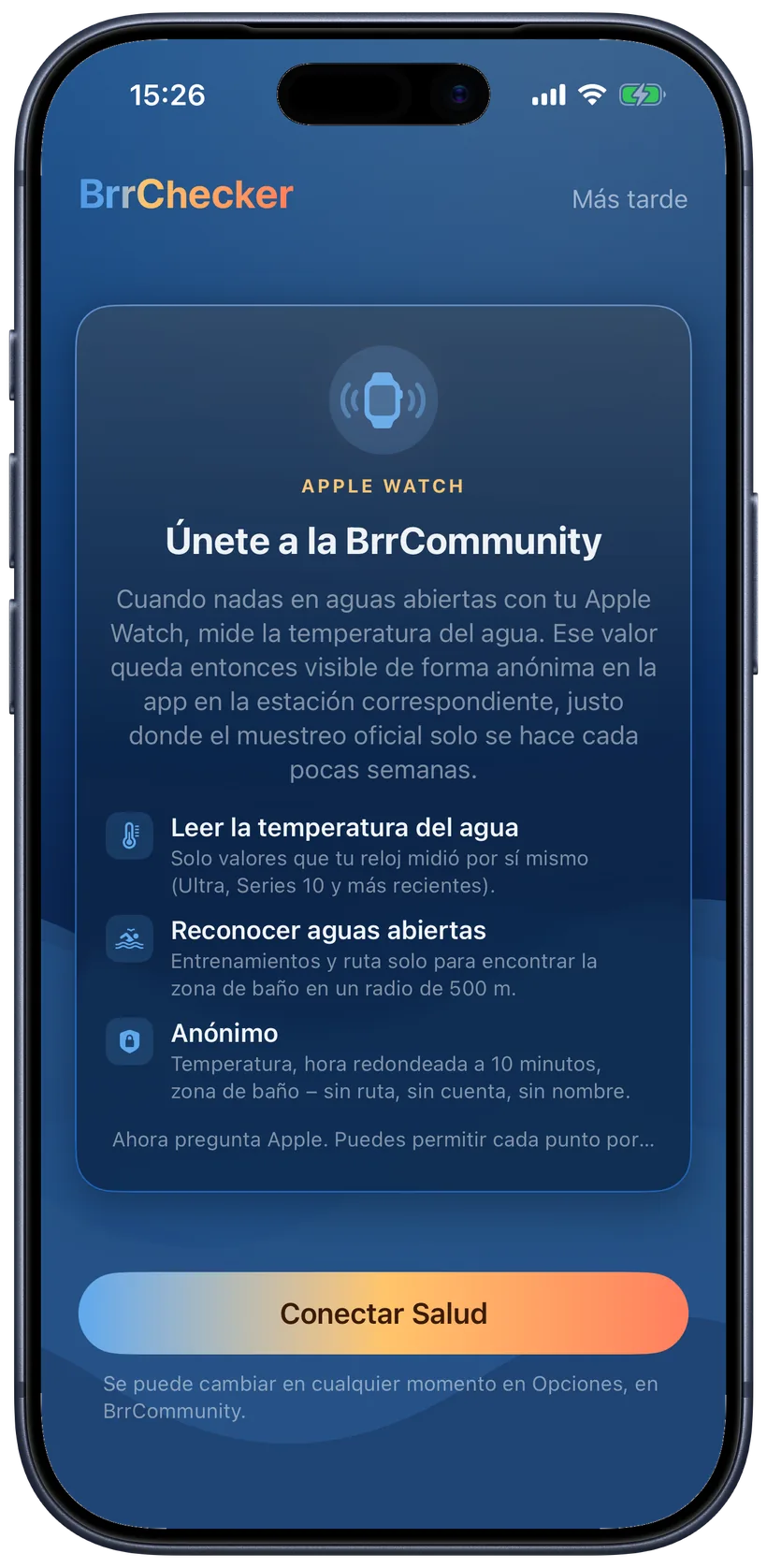 Medir juntos: pantalla explicativa en la app