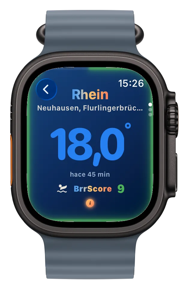 App Watch con temperatura del agua y BrrScore