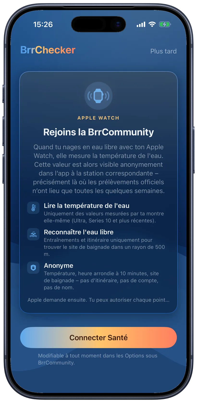 Mesurer ensemble : écran d'explication dans l'app