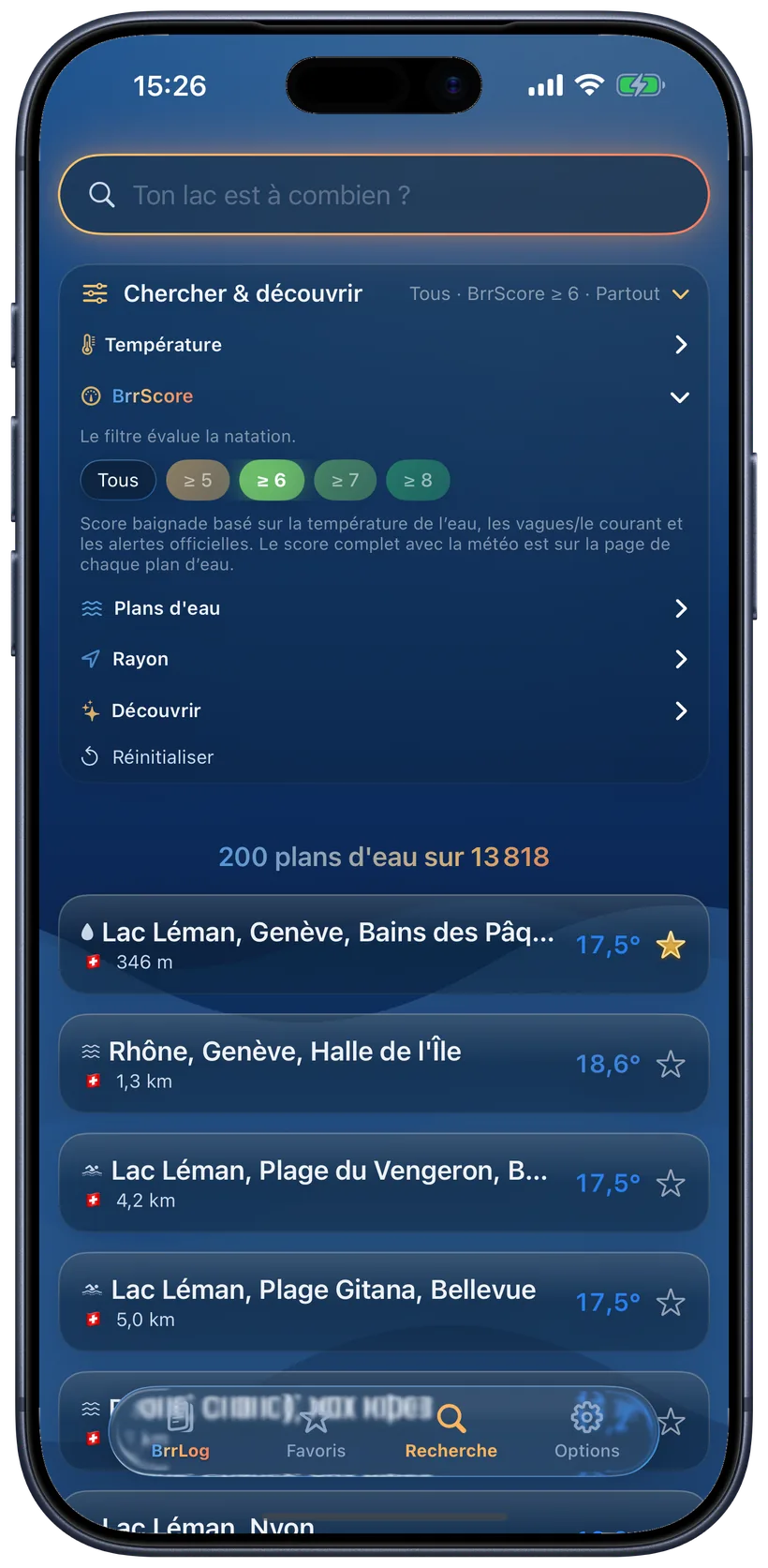 Recherche avec filtre BrrScore