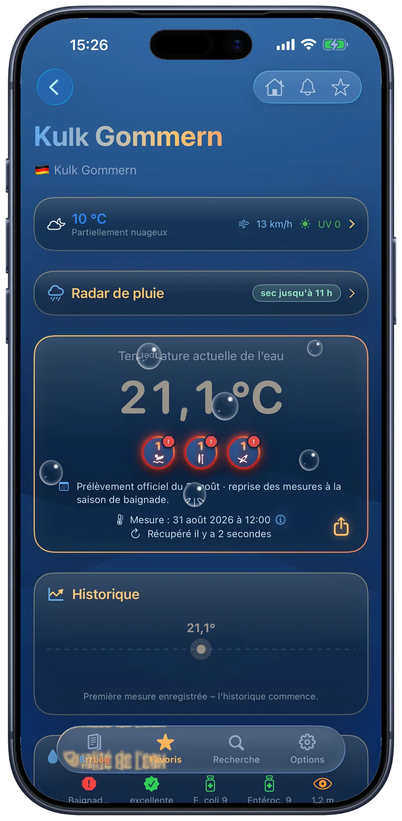 Page de détail avec une alerte officielle