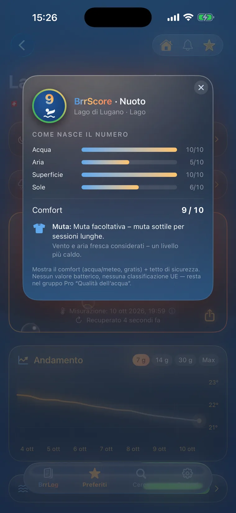 Schermata dell'app BrrChecker
