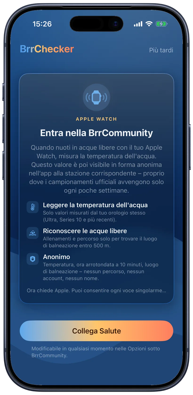 Misurare insieme: schermata esplicativa nell'app