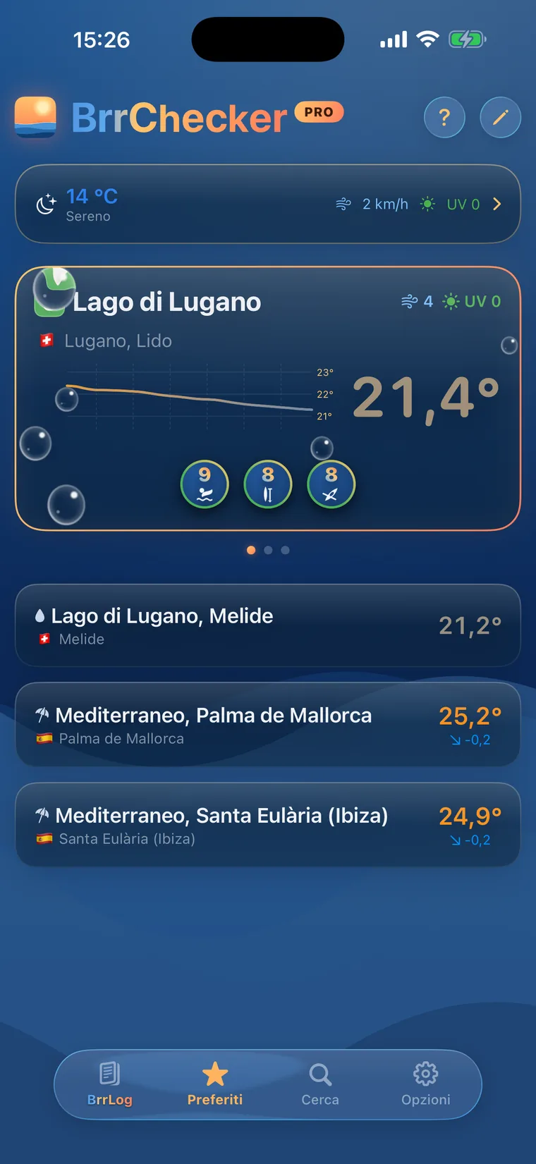 Schermata dell'app BrrChecker