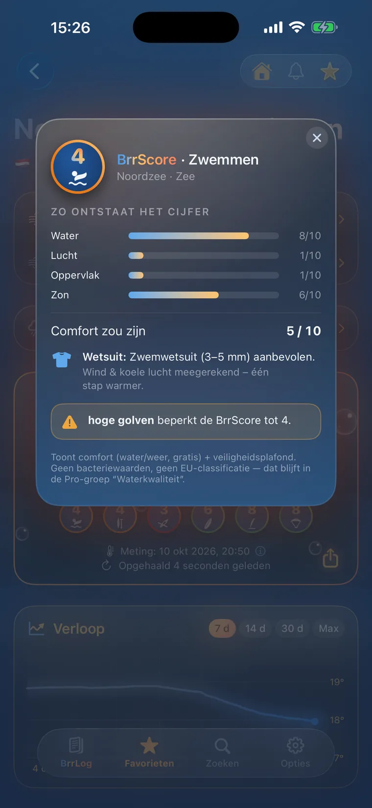 Schermafbeelding van de BrrChecker-app