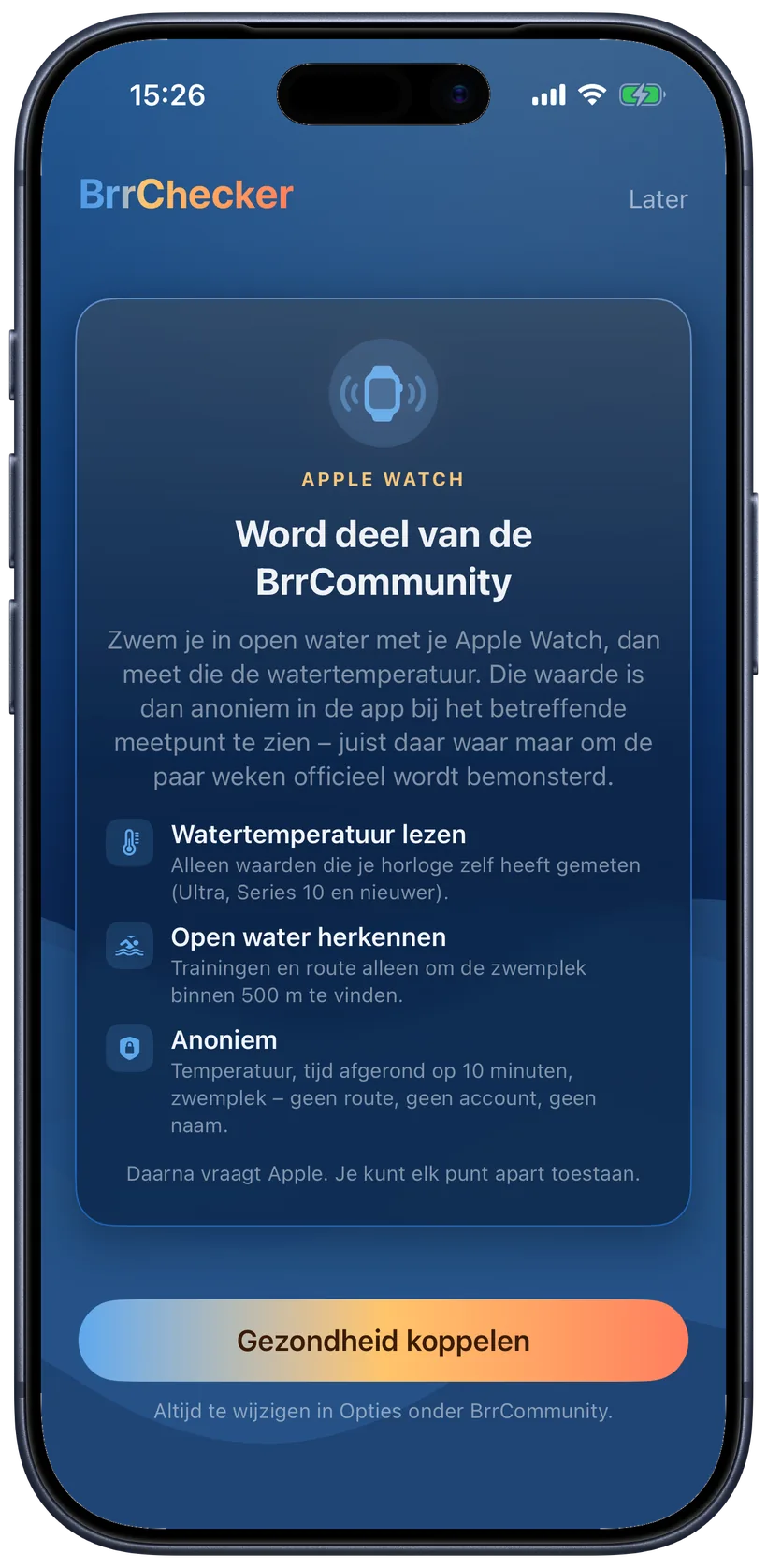 Samen meten: uitlegscherm in de app