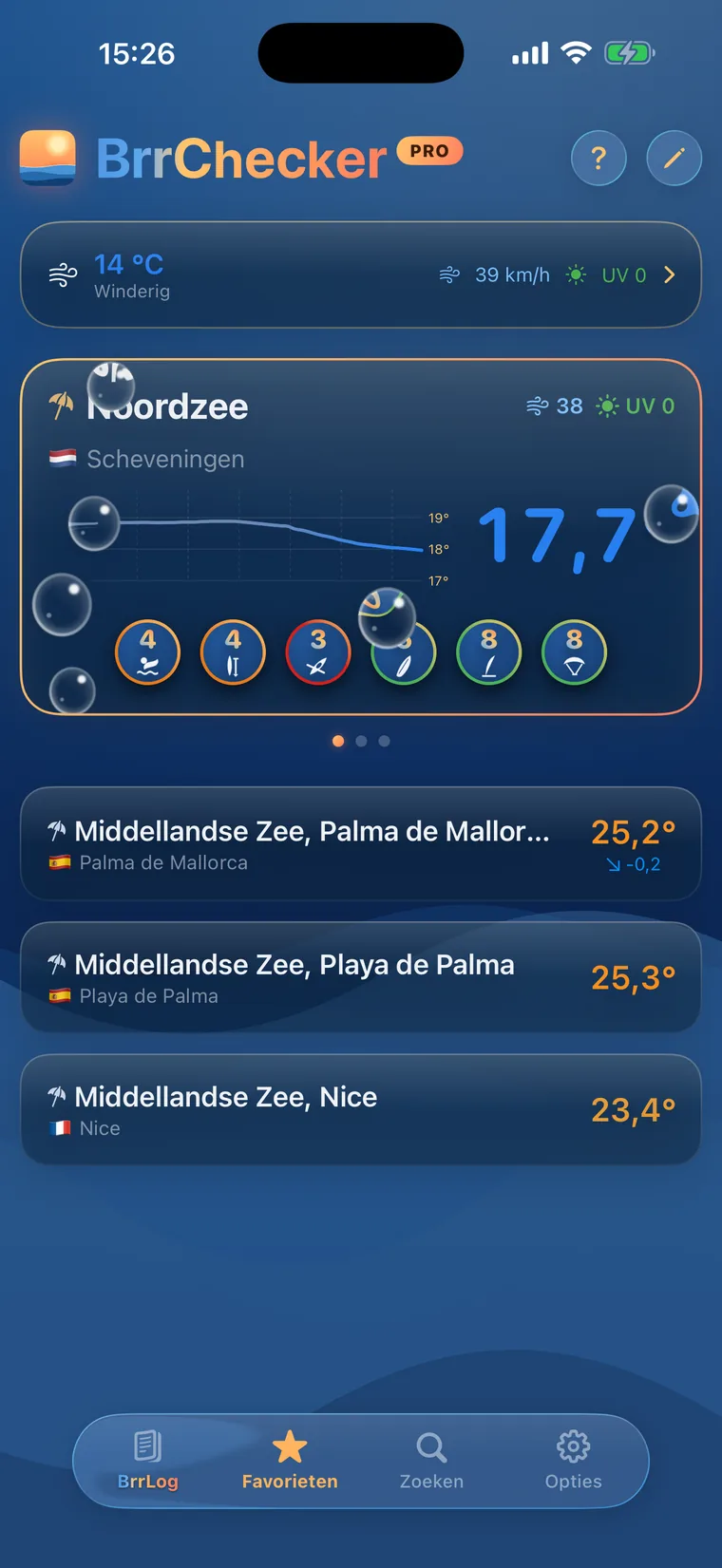 Schermafbeelding van de BrrChecker-app