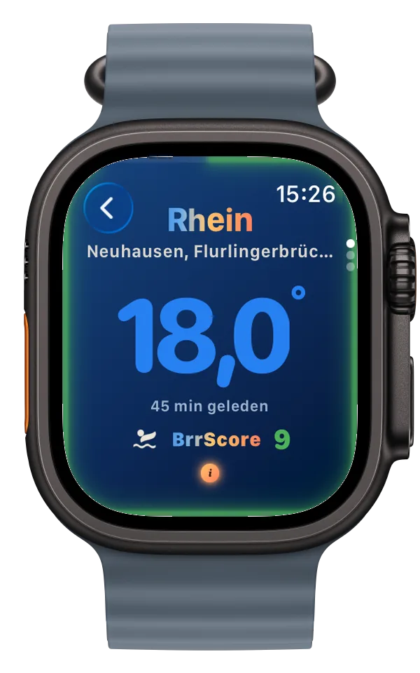 Watch-app met watertemperatuur en BrrScore