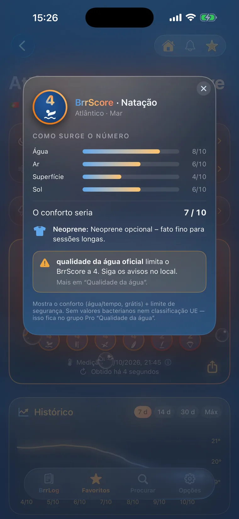 Captura de ecrã da app BrrChecker
