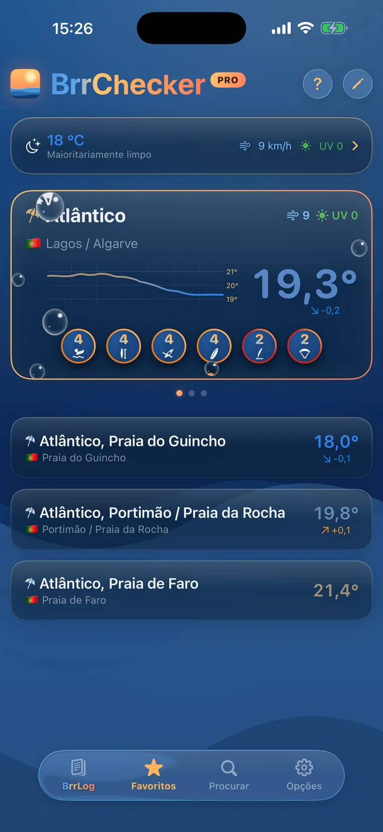 Captura de ecrã da app BrrChecker