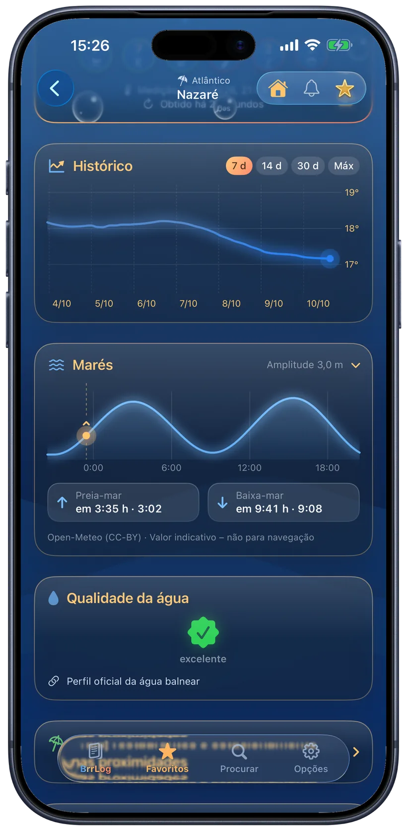 Curva de marés na app
