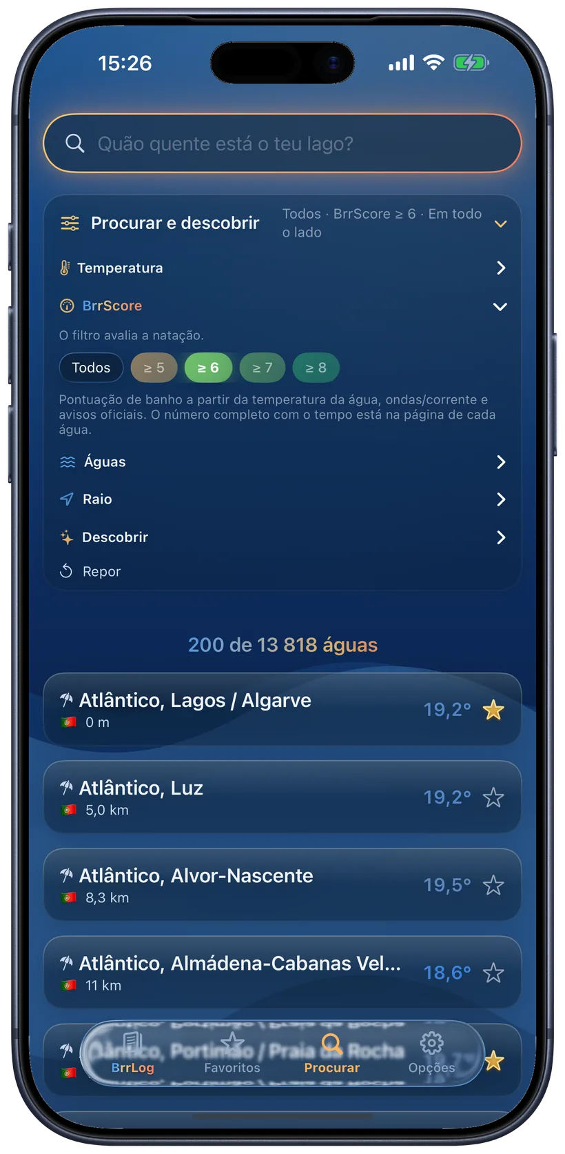 Pesquisa com filtro BrrScore