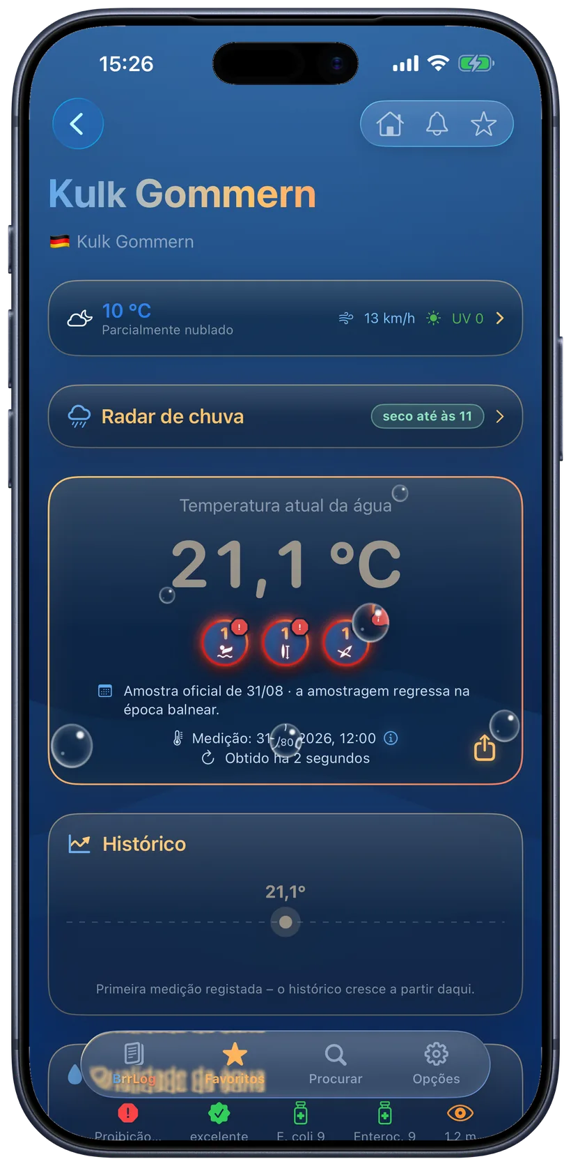 Página de detalhe com um aviso oficial